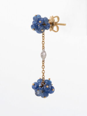 Alfieri & St.John yellow gold earrings with blue sapphires and diamonds